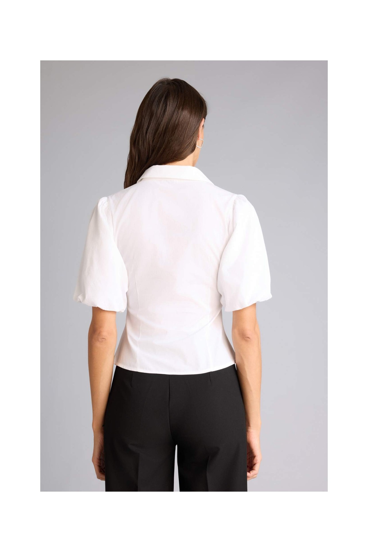 DeFacto %100 Pamuk Fitted Poplin Kısa Kollu Gömlek H1573AX26SP görsel 7