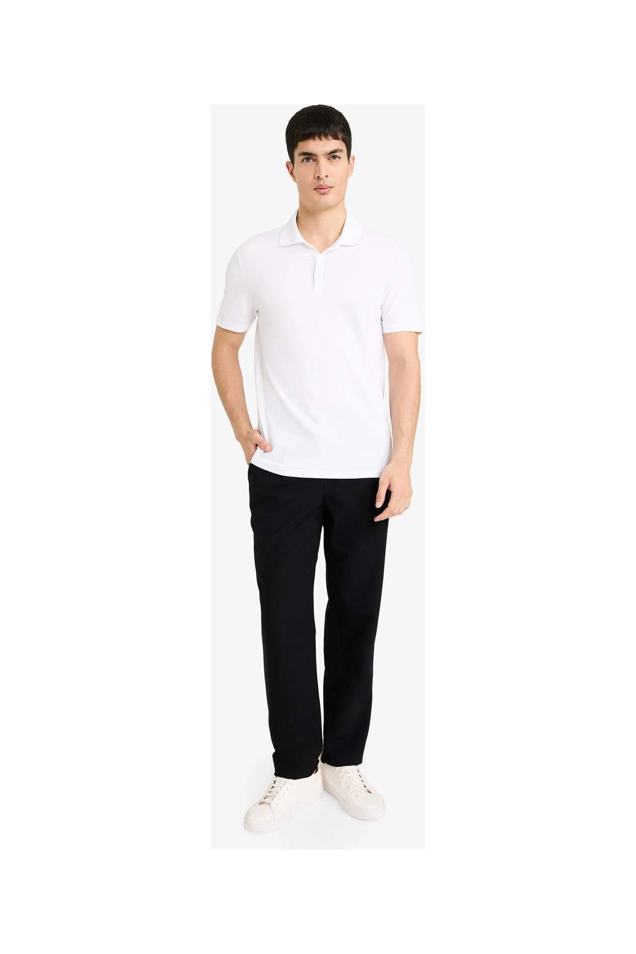 DeFacto Ultra Yumuşak Slim Fit Polo Yaka Kısa Kollu Pamuklu Modal Karışımlı Basic Tişört M6609AZ26SP görsel 2