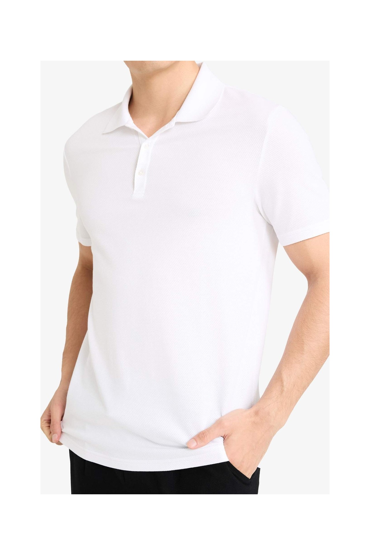 DeFacto Ultra Yumuşak Slim Fit Polo Yaka Kısa Kollu Pamuklu Modal Karışımlı Basic Tişört M6609AZ26SP görsel 4
