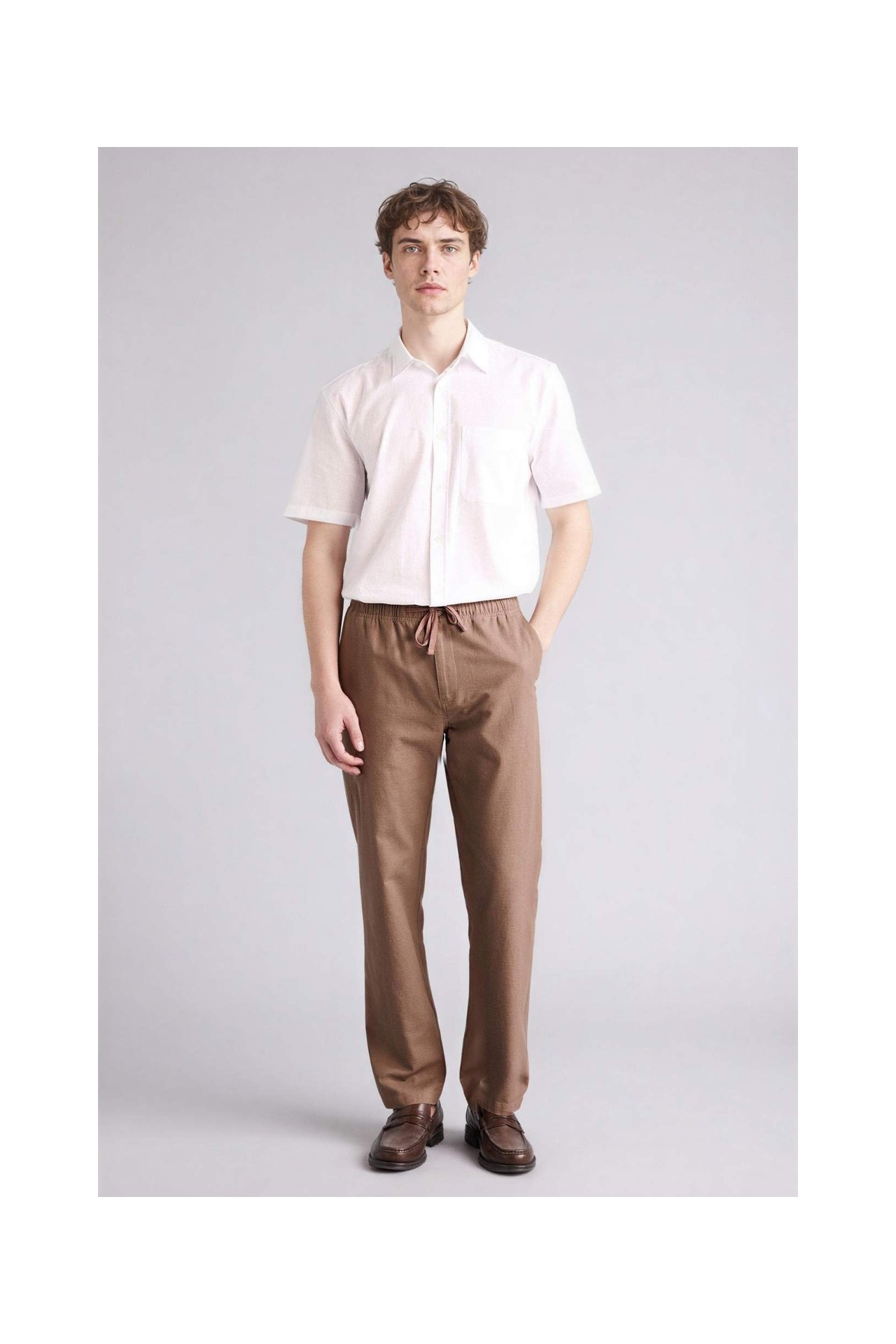 DeFacto %100 Pamuk Regular Fit Lacivert Beli Lastikli Pantolon D2671AX26SM
