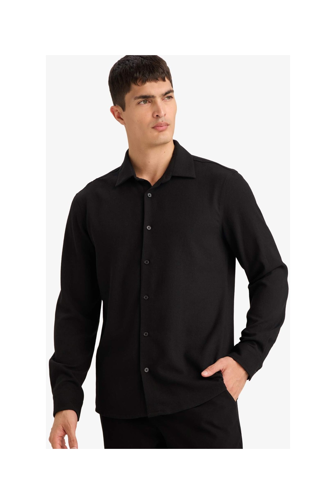 DeFacto Modern Fit Polo Yaka Uzun Kollu Gömlek F9886AX26SP