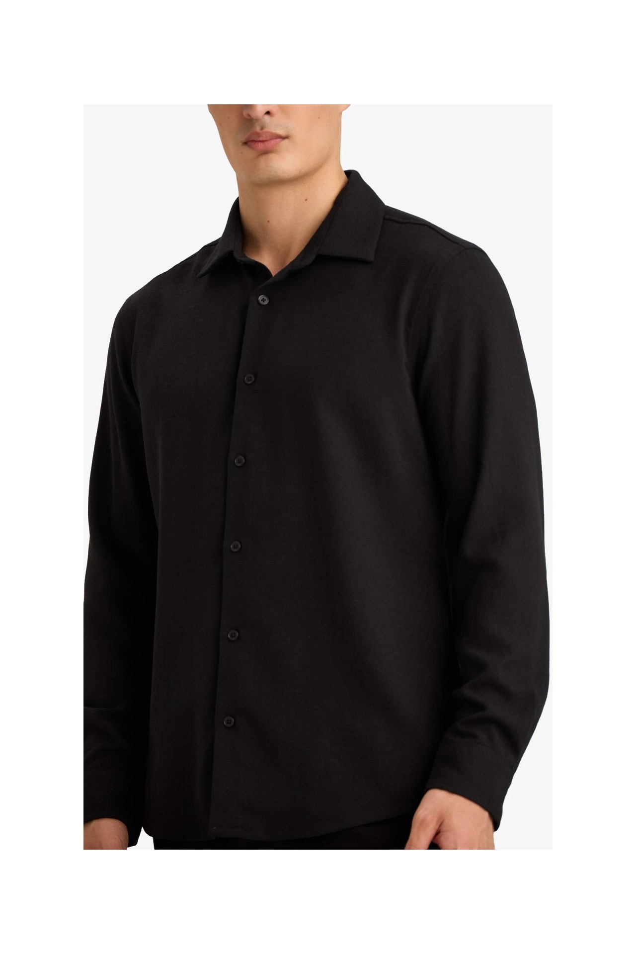 DeFacto Modern Fit Polo Yaka Uzun Kollu Gömlek F9886AX26SP görsel 4