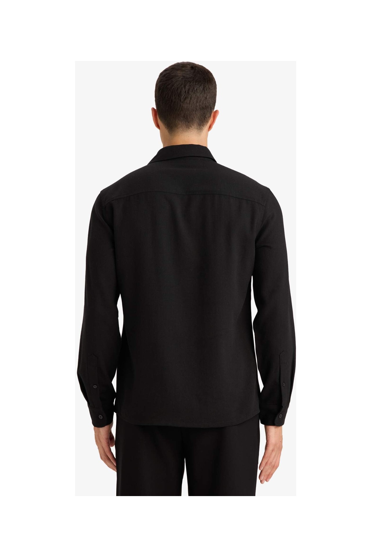 DeFacto Modern Fit Polo Yaka Uzun Kollu Gömlek F9886AX26SP görsel 5