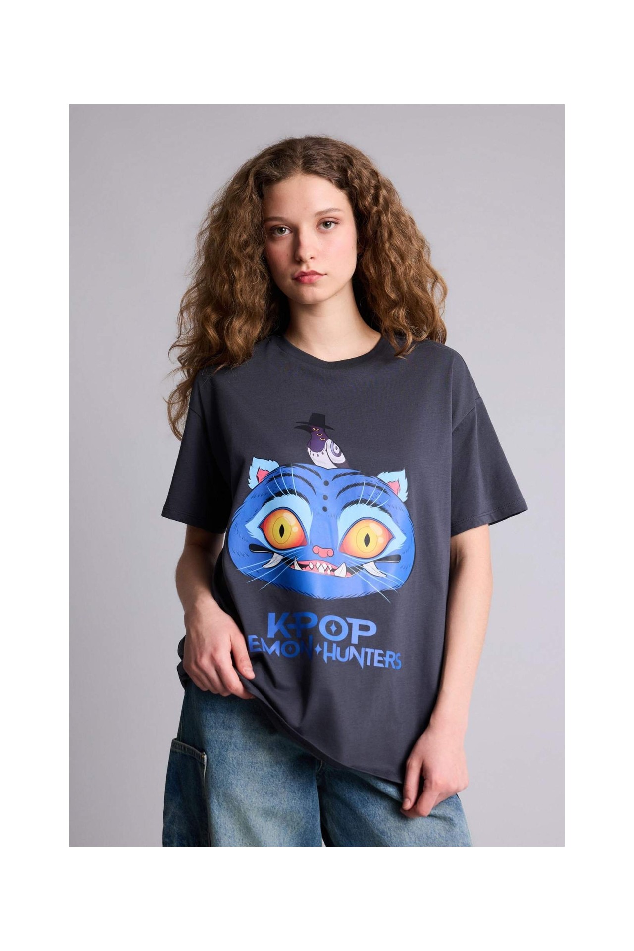 DeFacto %100 Pamuk Kpop - Demon Hunters Oversize Tişört H0254AX26SM görsel 5