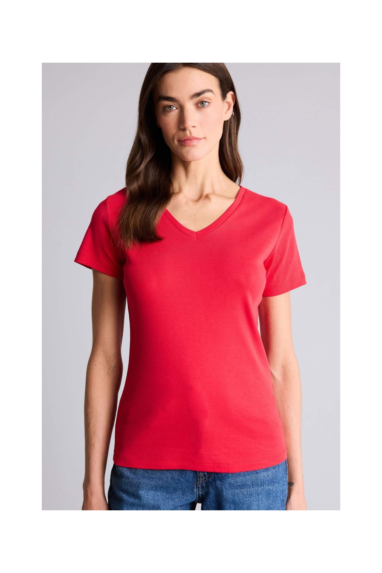 DeFacto %100 Pamuk Slim Fit V Yaka Basic Düz Ribana Kısa Kollu Tişört I1080AZ26SP