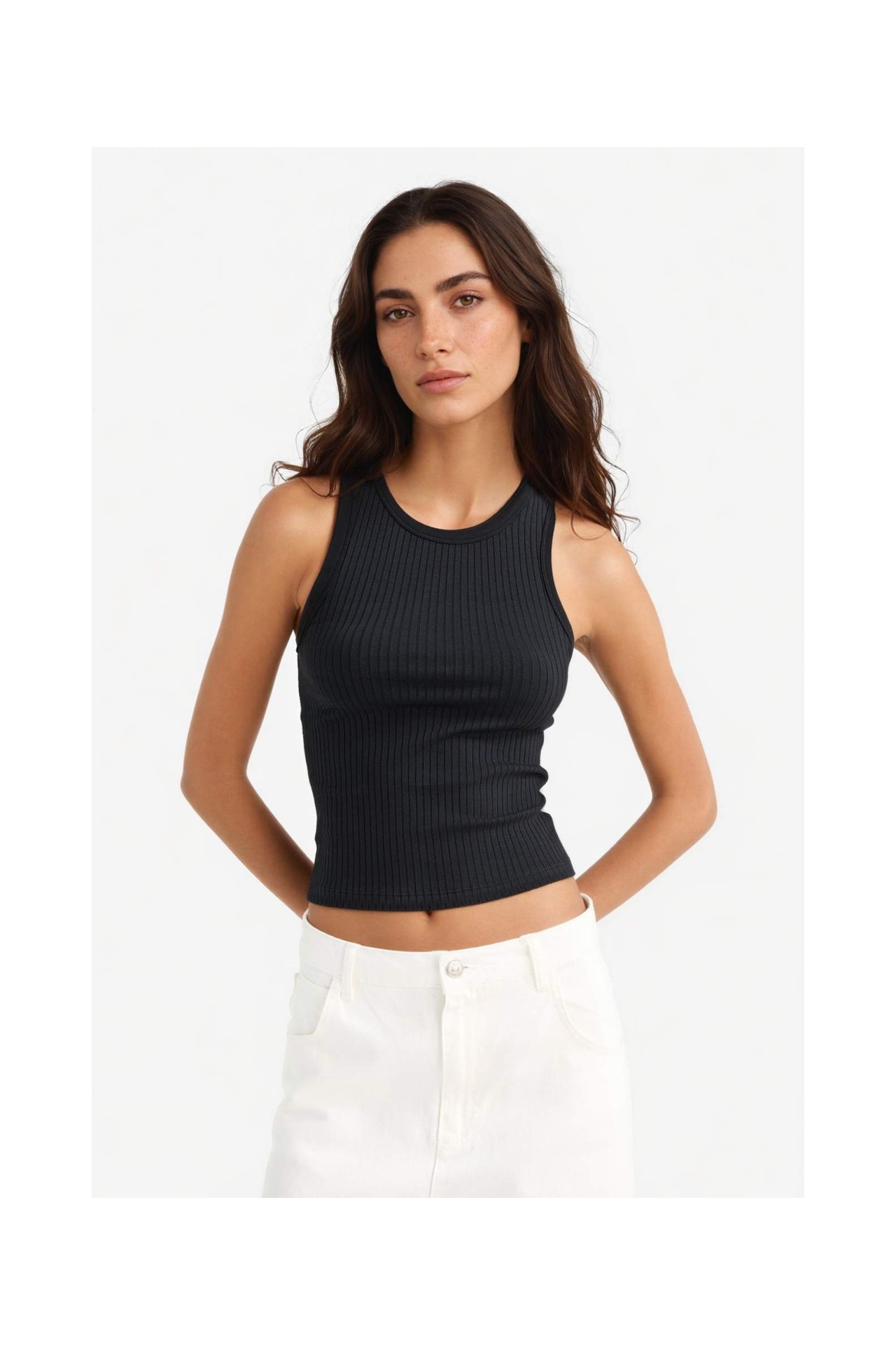 DeFacto Slim Fit Halter Yaka Fitilli Atlet A8859AX25AU görsel 3
