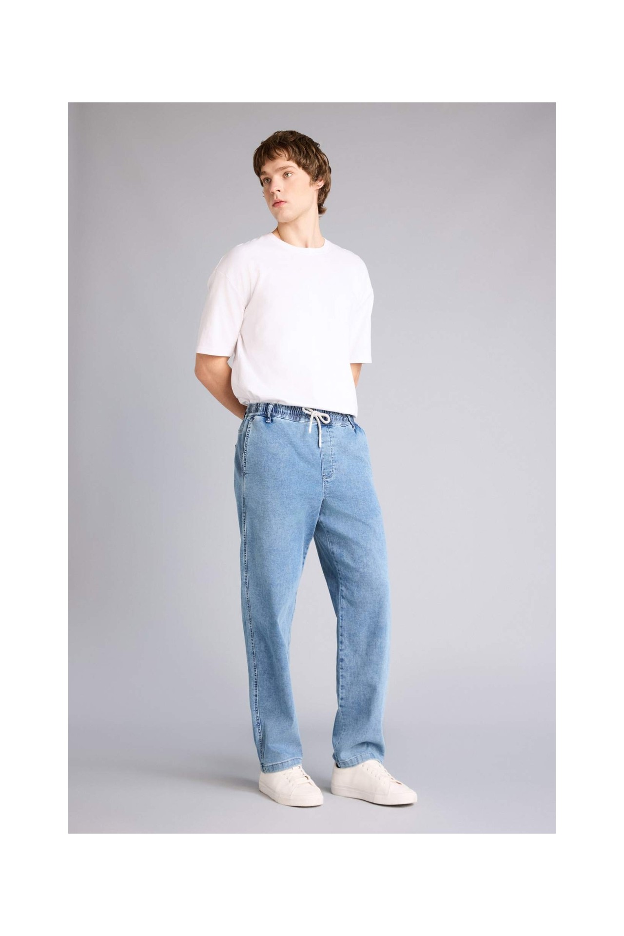 DeFacto Ultra Yumuşak Yumuşak Dokulu Wide Leg Jean Pantolon G9104AX26SP görsel 3
