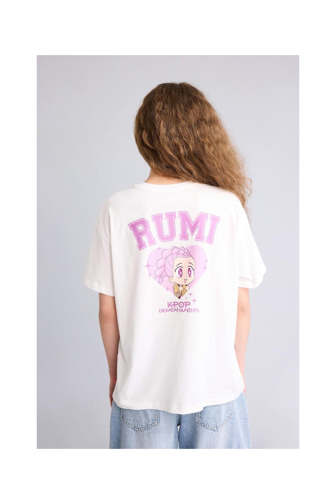 DeFacto %100 Pamuk Kpop - Demon Hunters Oversize Tişört H0526AX26SM görsel 8