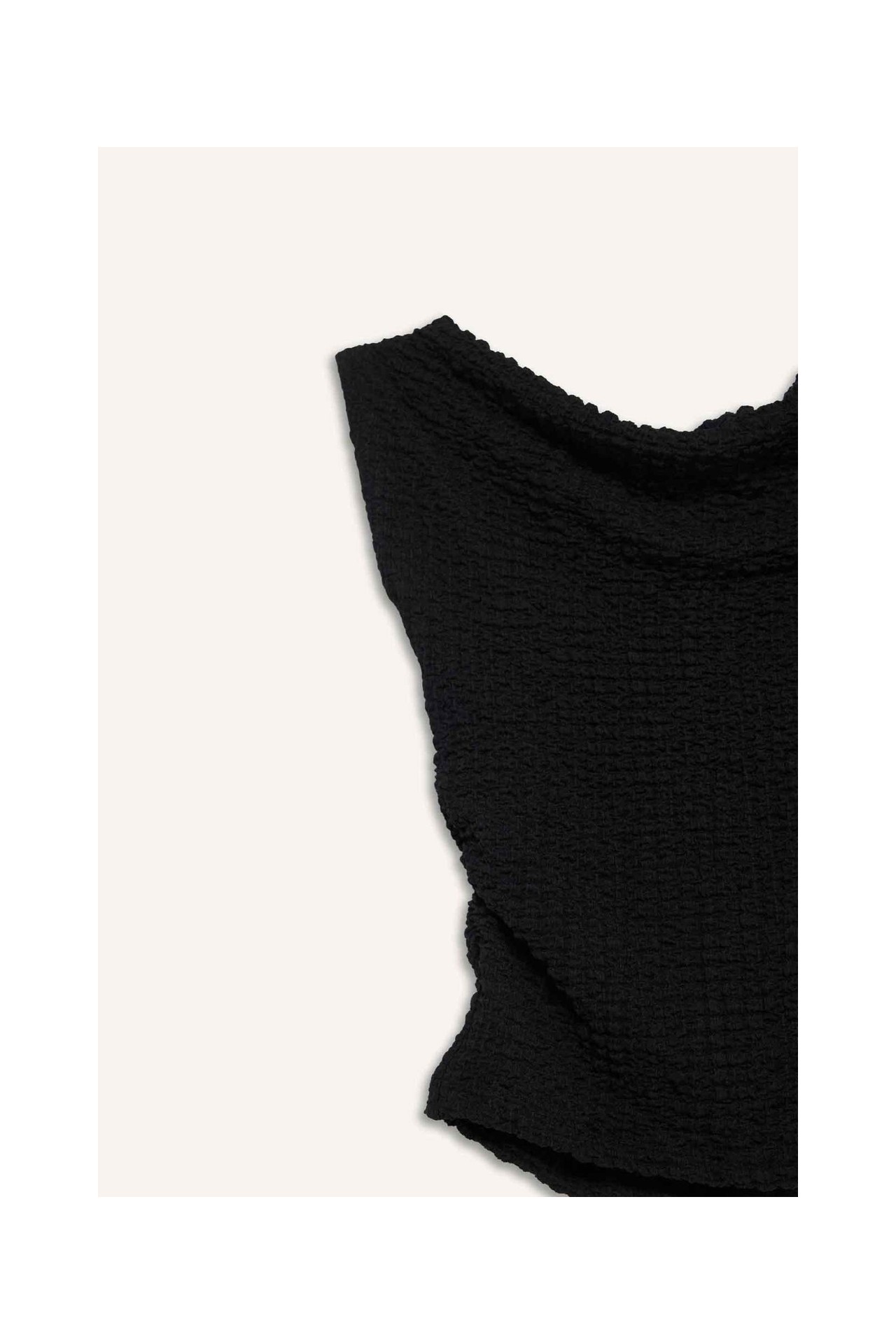 DeFacto Slim Fit Dar Kesim Tek Omuzlu Kırışık Dokulu Bluz G2703AX25AU görsel 5