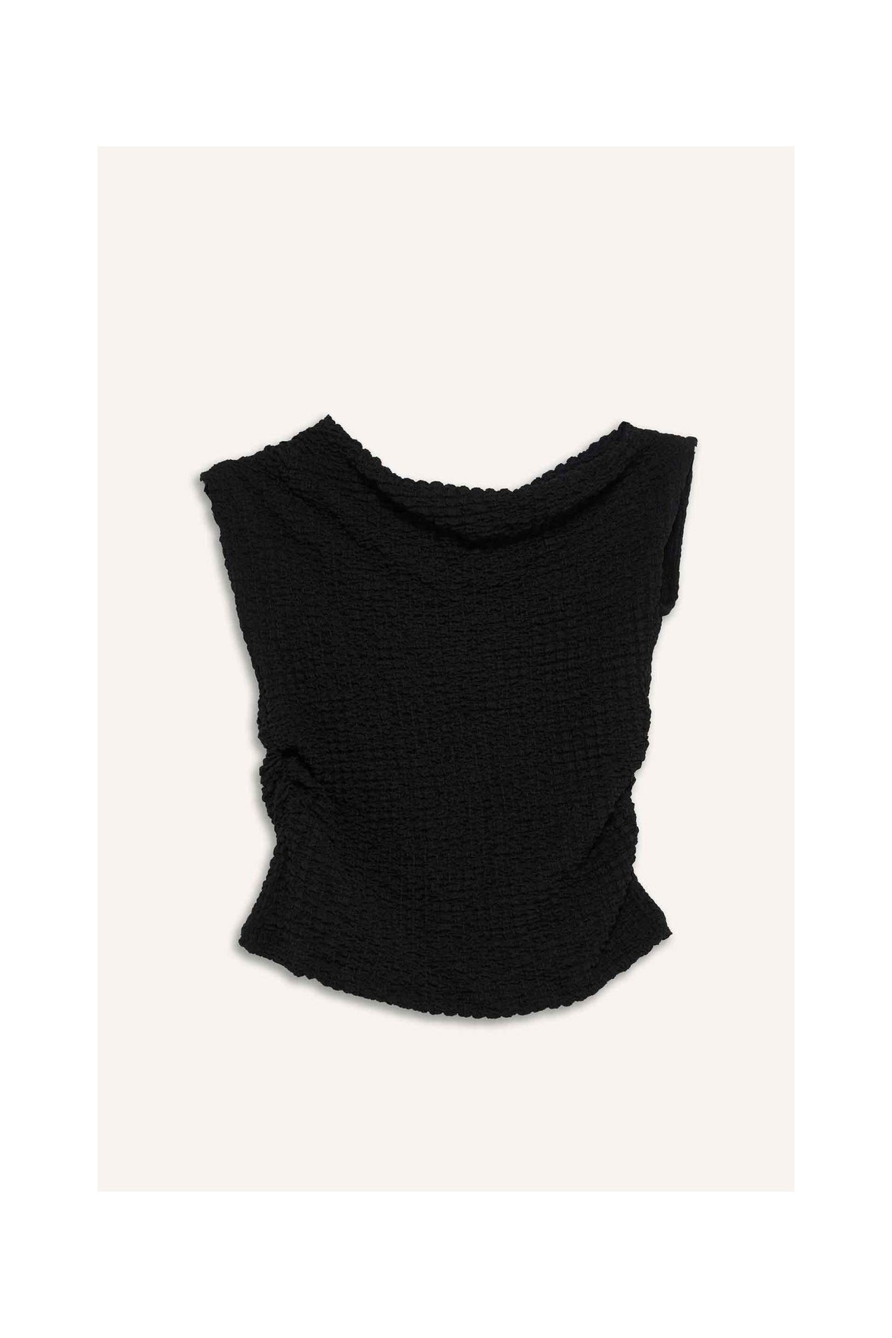 DeFacto Slim Fit Dar Kesim Tek Omuzlu Kırışık Dokulu Bluz G2703AX25AU görsel 6