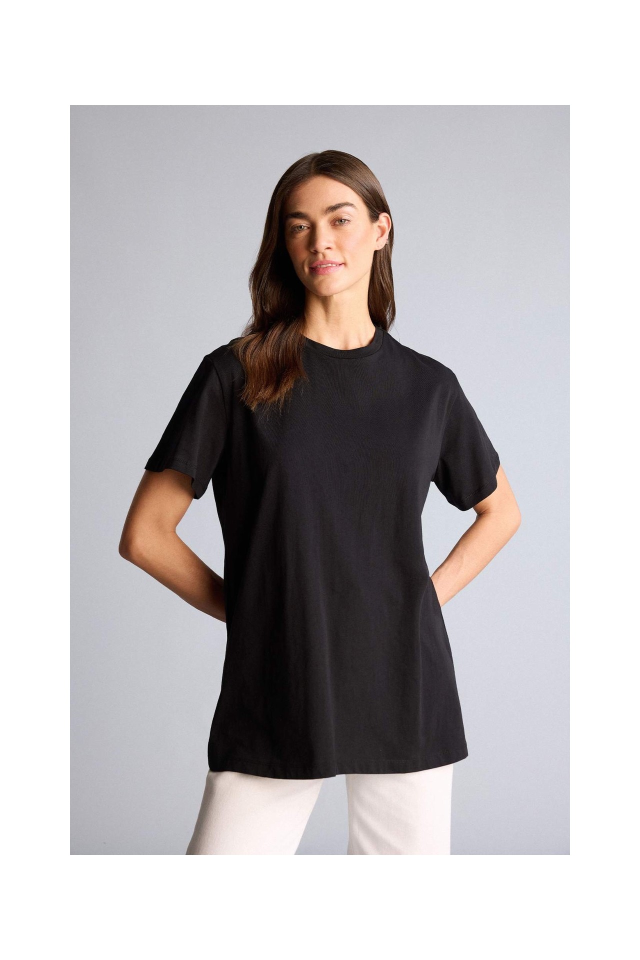 DeFacto %100 Pamuk Regular Fit Bisiklet Yaka Kısa Kollu Tunik F9798AX26SP görsel 3