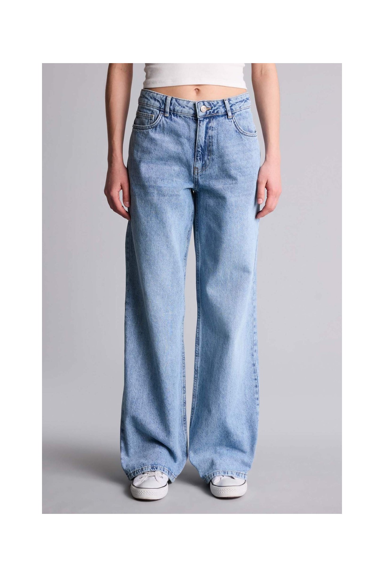 DeFacto %100 Pamuk Low Rise Wide Leg Düşük Bel Uzun Jean Yıkamalı Pantolon G2208AX26SP görsel 3