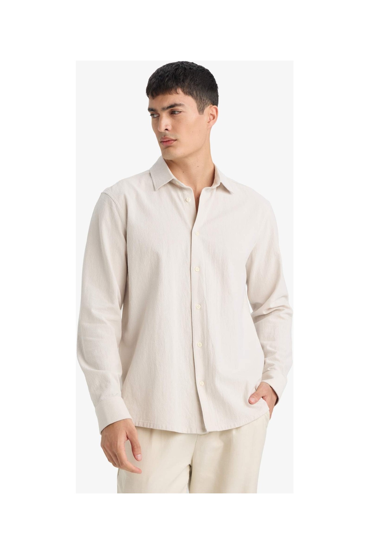 DeFacto %100 Pamuk Regular Fit Polo Yaka Uzun Kollu Basic Gömlek E7741AX26SP