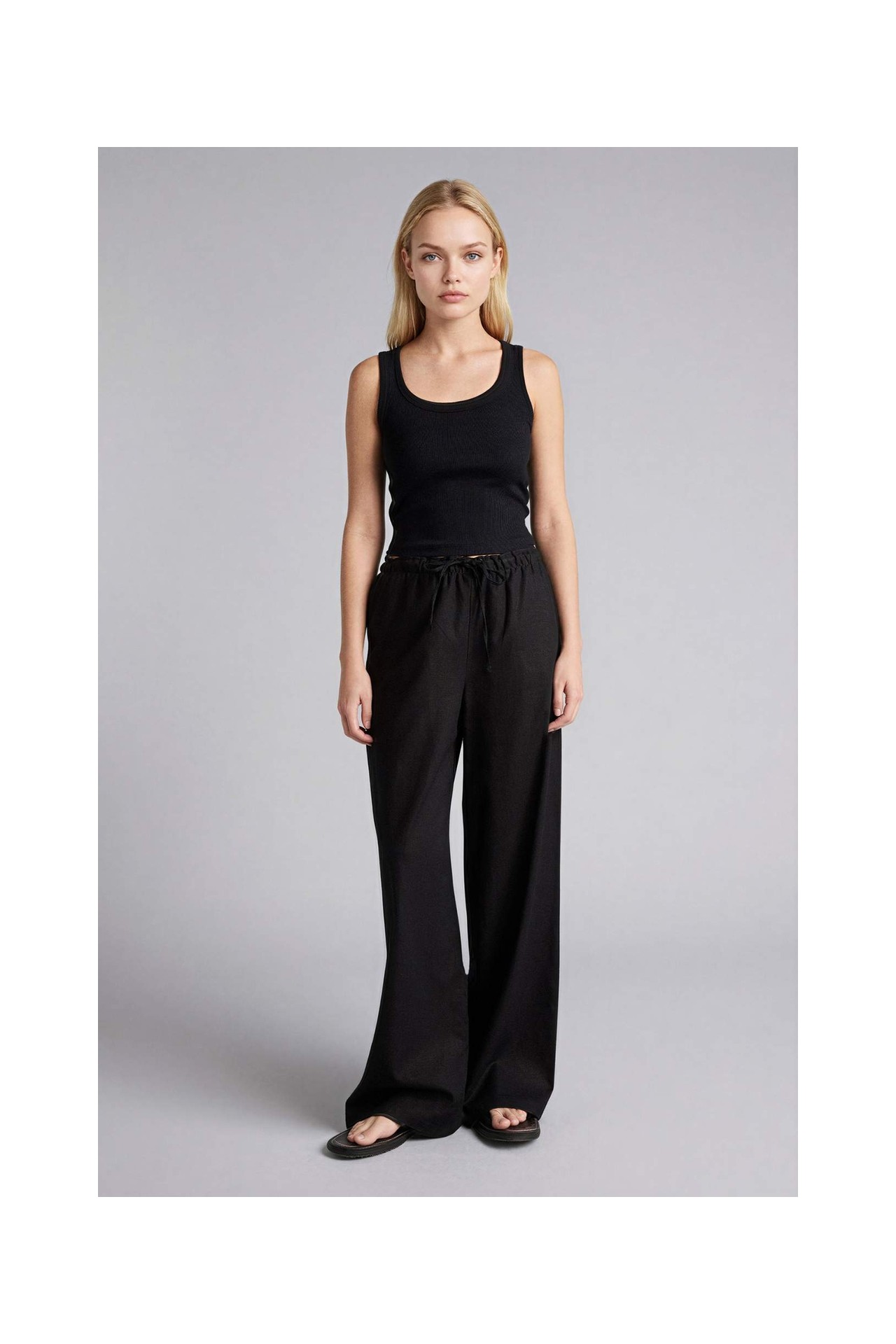 DeFacto Wide Leg Keten Karışımlı Pantolon E1981AX26SM