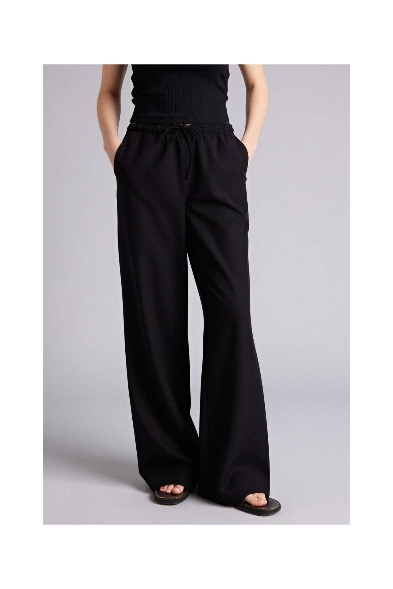 DeFacto Wide Leg Keten Karışımlı Pantolon E1981AX26SM görsel 3