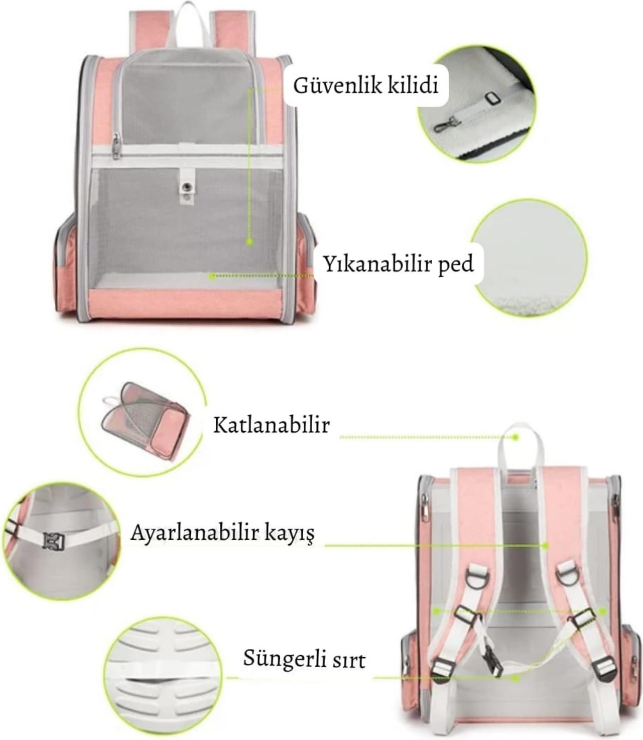 Die Grup Pettybag Kedi/köpek Seyahat Çantası (Mistik Pembe) görsel 3