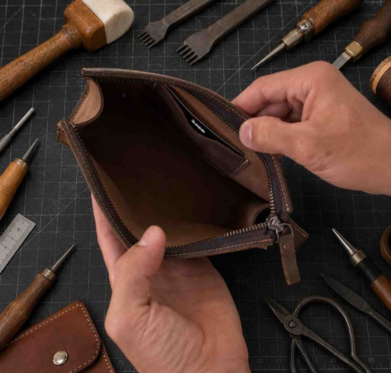 Vintage Leather Craft Hakiki Deri Erkek El Çantası görsel 4
