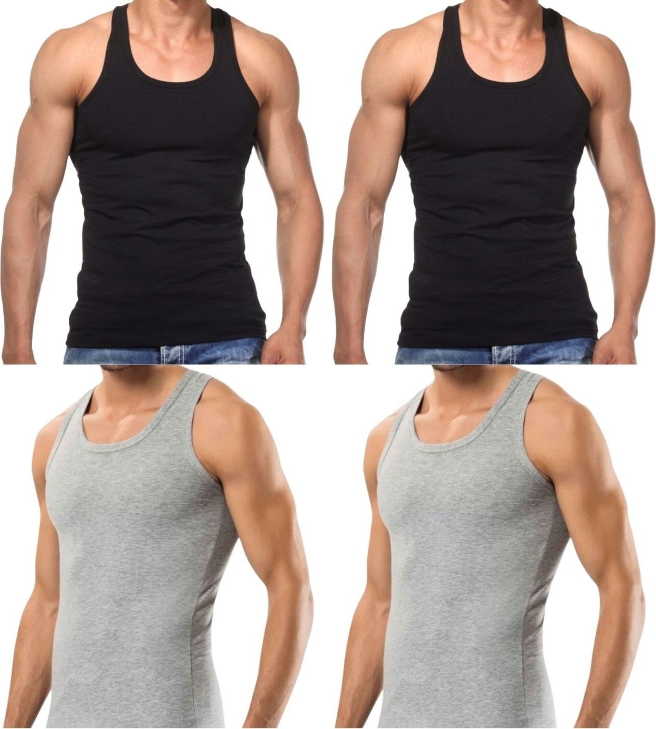 Maruf Shop 4 Adet Erkek Slim Fit Dar Kalıp Likralı Penye Sporcu Atleti(Rambo Atleti) görsel 8