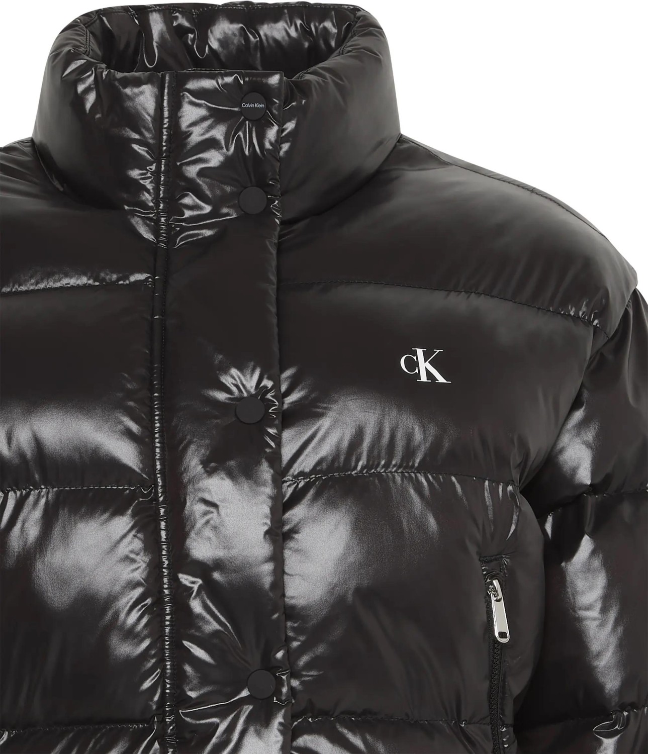 Calvin Klein Kadın Shıne Crop Puffer Jacket Siyah Uzun Kol Günlük Mont Normal Yaka LV047D504GUB1 görsel 3