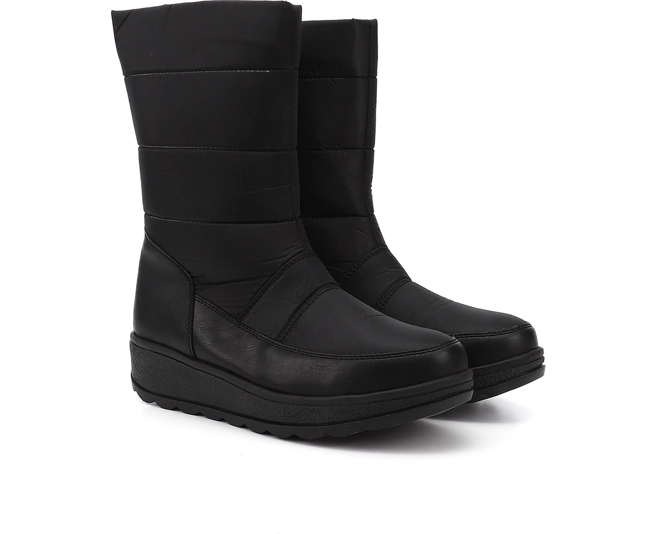 Resim GÖNDERİ Kadın Siyah Fermuarlı Termo Taban Comfort Kar Botu 