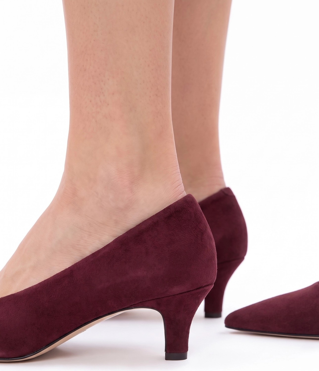 Tibu Lucia Bordo Süet Alçak Topuk Stiletto görsel 3