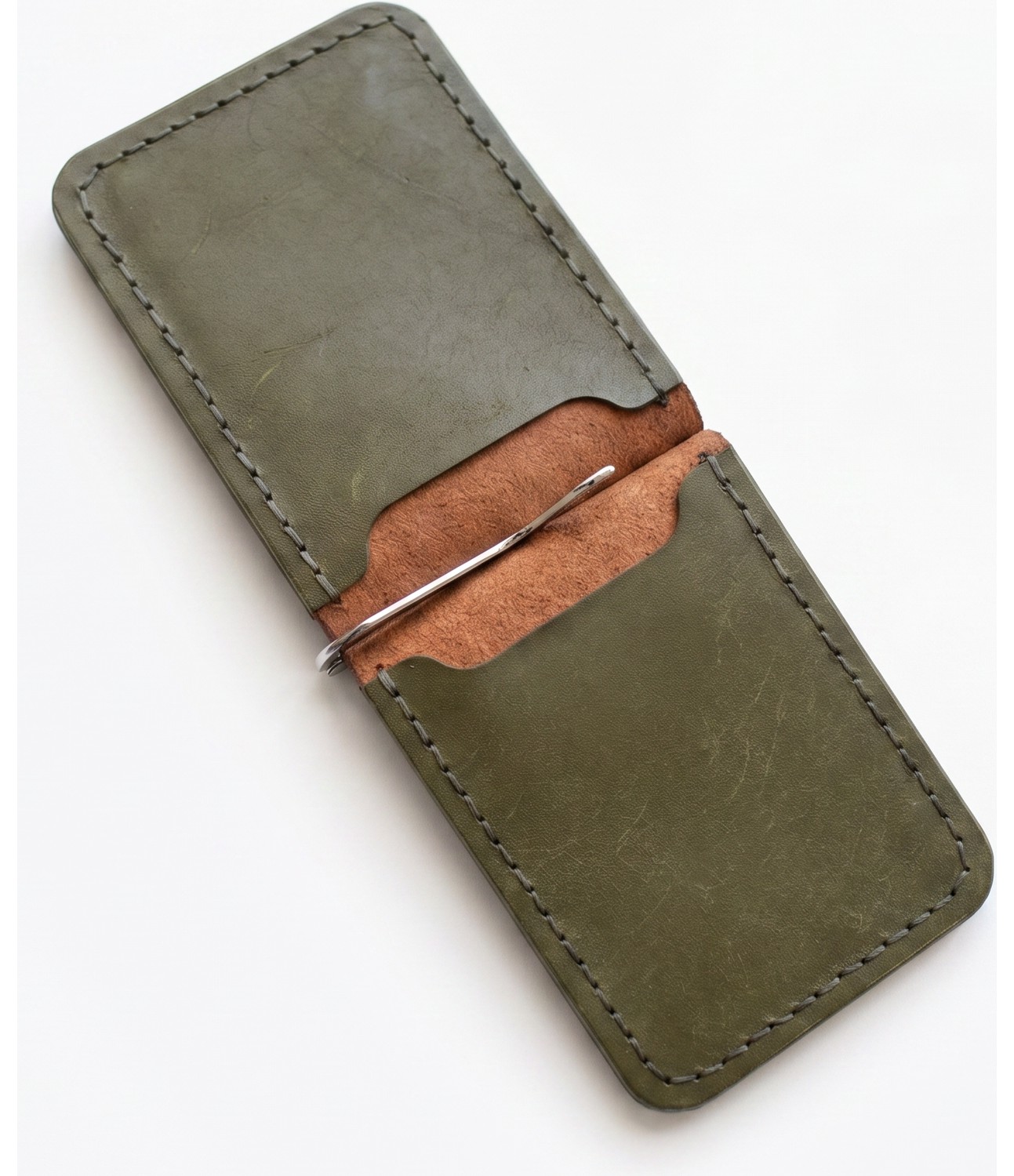 Mest Craft El Yapımı %100 Hakiki Deri Para Klipsli Minimalist Kartlık Cüzdan görsel 8