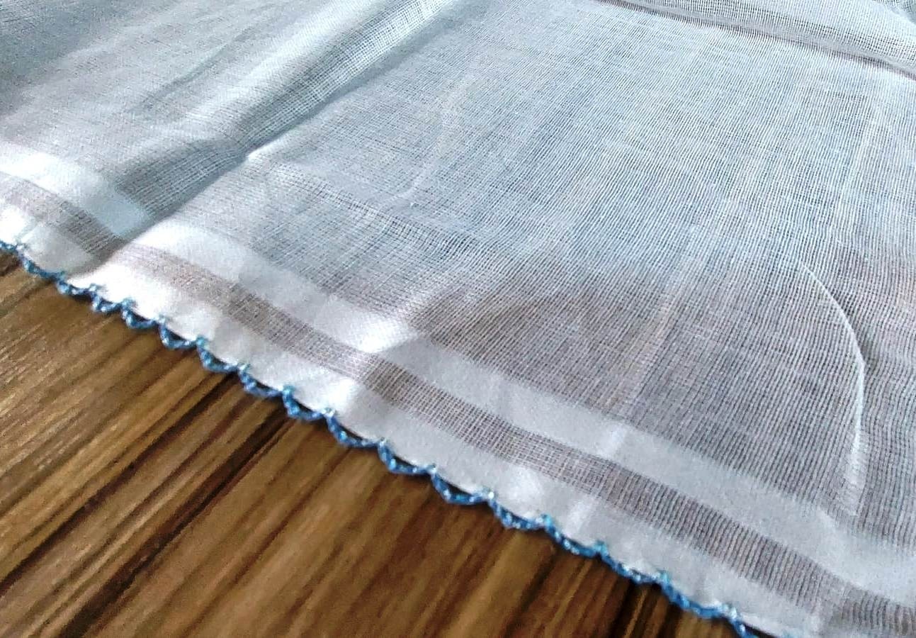 Algelsineve Iç Başörtüsü %100 Pamuklu 5 Li Paket Tülbent Kenarları Oyalı Beyaz Bez 80X80CM görsel 2