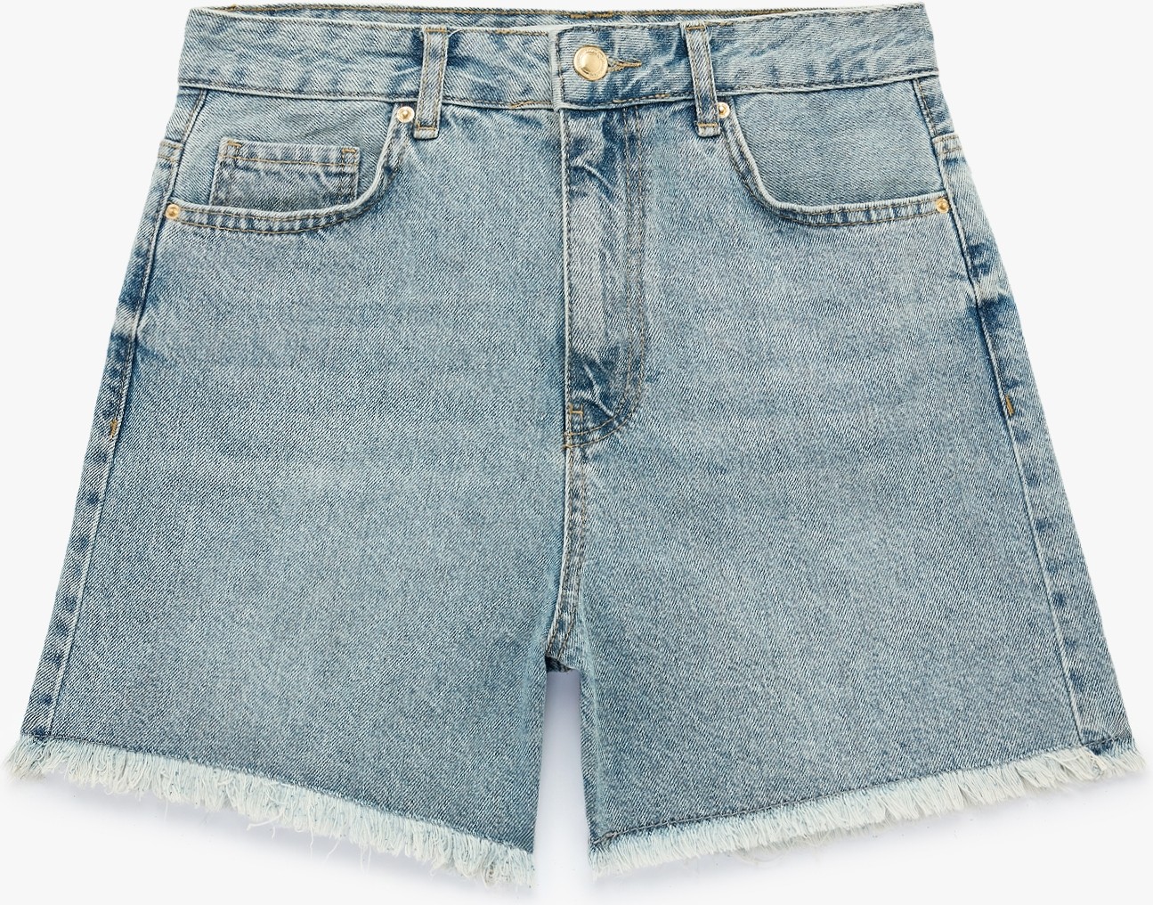 Koton Pamuklu Rahat Kalıp Duble Paça Mini Denim Şort görsel 4
