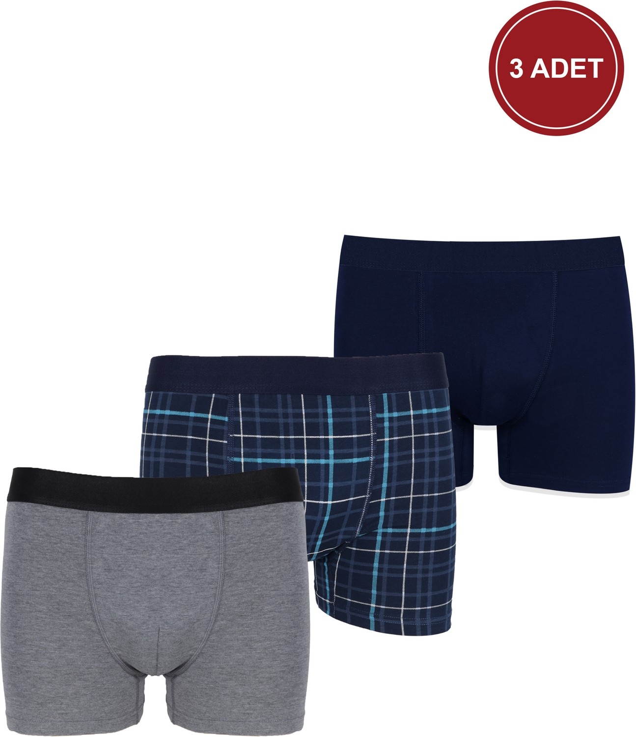 Koza İç Giyim Erkek 3'lü Pamuklu Likralı Boxer