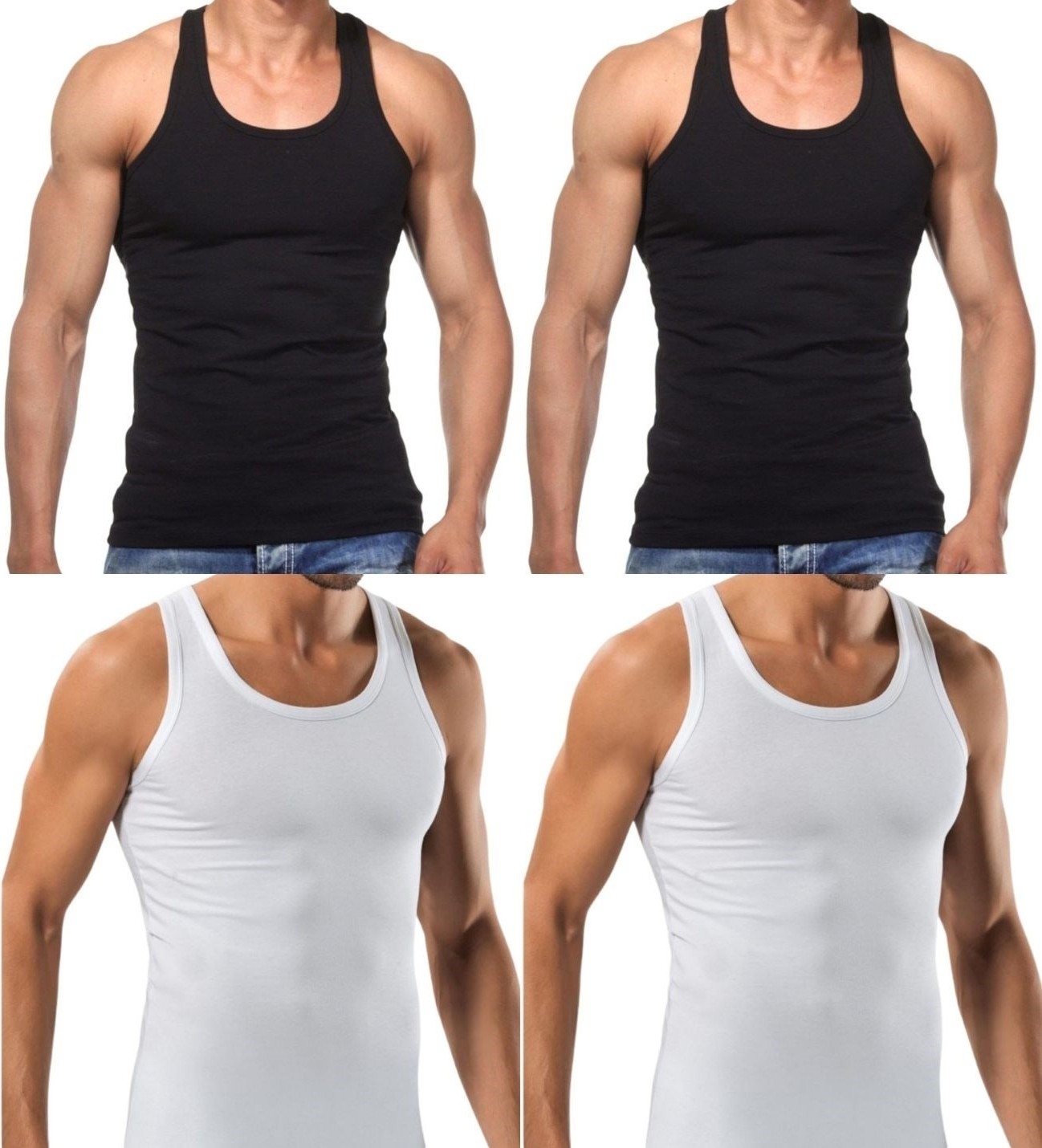 Maruf Shop 4 Adet Erkek Slim Fit Dar Kalıp Likralı Penye Sporcu Atleti(Rambo Atleti) görsel 2