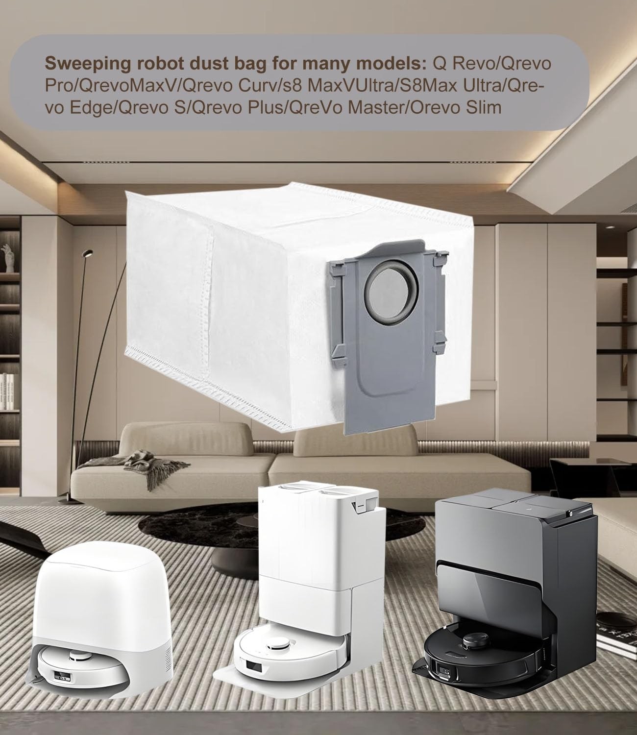 Aesco Roborock Q Revo/qrevo Pro/qrevomaxv/qrevo Curv/s8 MAXVULTRA/S8MAX Ultra/qrevo Edge/qrevo S/qrevo Plus/qrevo Master/orevo Slim Için 10 Adet Elektrikli Süpürge Torbası görsel 2