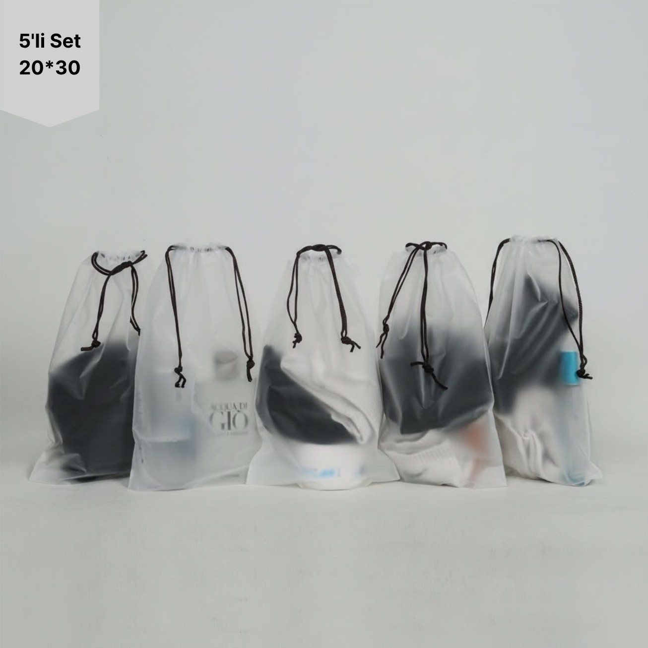 Meapuff 5li Set 20*30CM (Small) Büzme Ipli Su Geçirmez Kozmetik Plaj Çantası