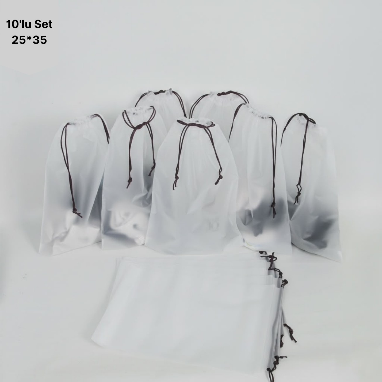 Meapuff 10LU Set 25*35CM (Medium) Su Geçirmez Büzme İpli Tatil Çantası görsel 2