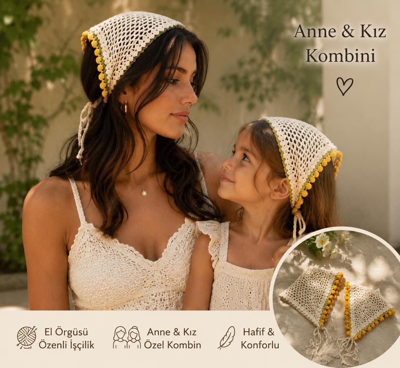 Bh Teknoloji Giyim Takı Aksesuar El Örgüsü Anne Kız Kombin Saç Bandanası