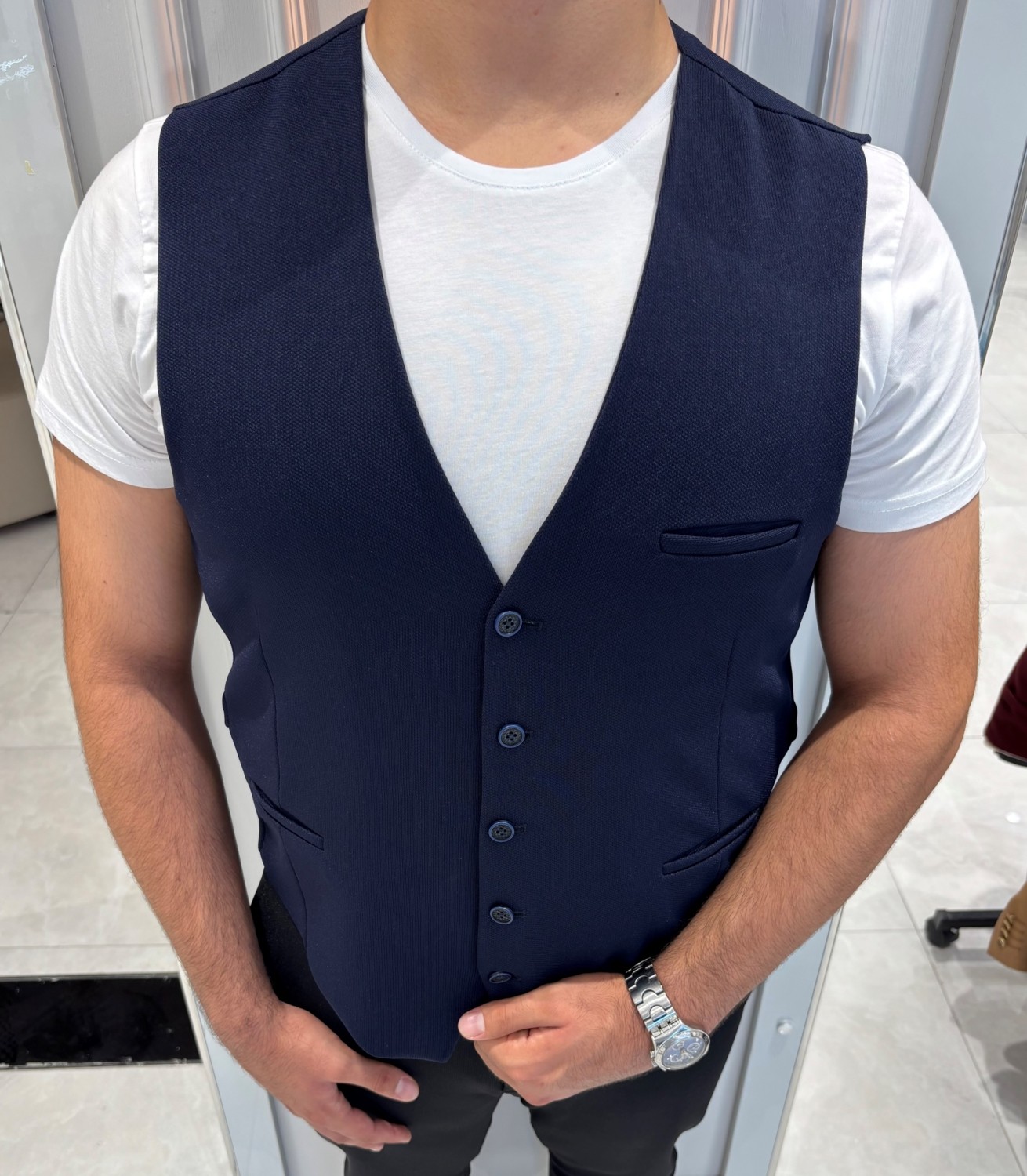 Sabri Zengin Erkek V Yaka Slim Fit Yelek