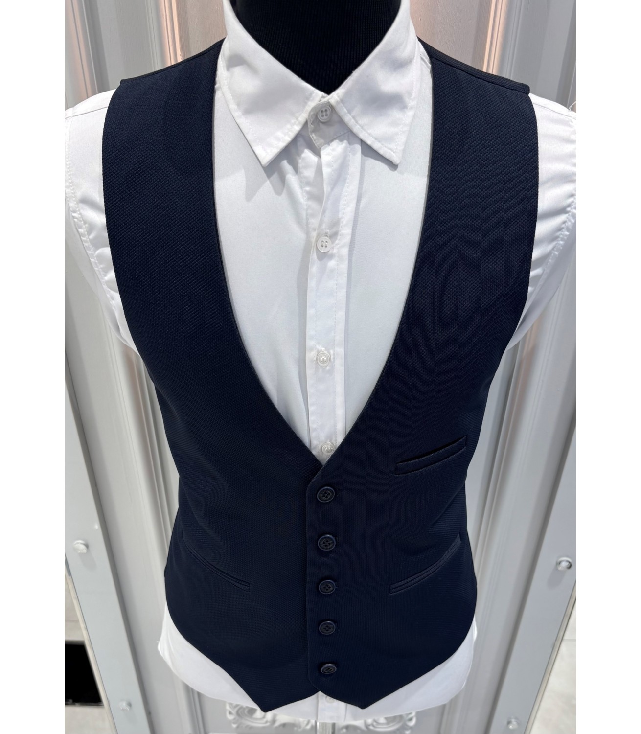 Sabri Zengin Erkek V Yaka Slim Fit Yelek görsel 4
