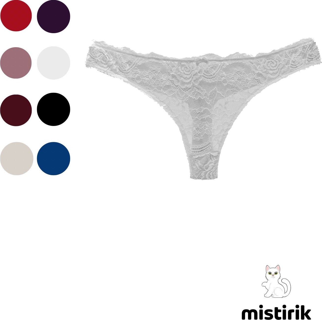 Mistirik Masara Model Dantelli Yumuşak Kumaşlı String Tanga Ekru Renk