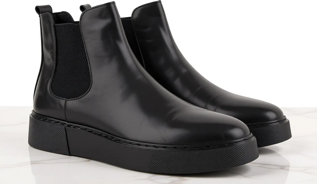 Shoetyle - Siyah Hakiki Deri Erkek Chelsea Bot - Siyah Taban - 250-041 görsel 7