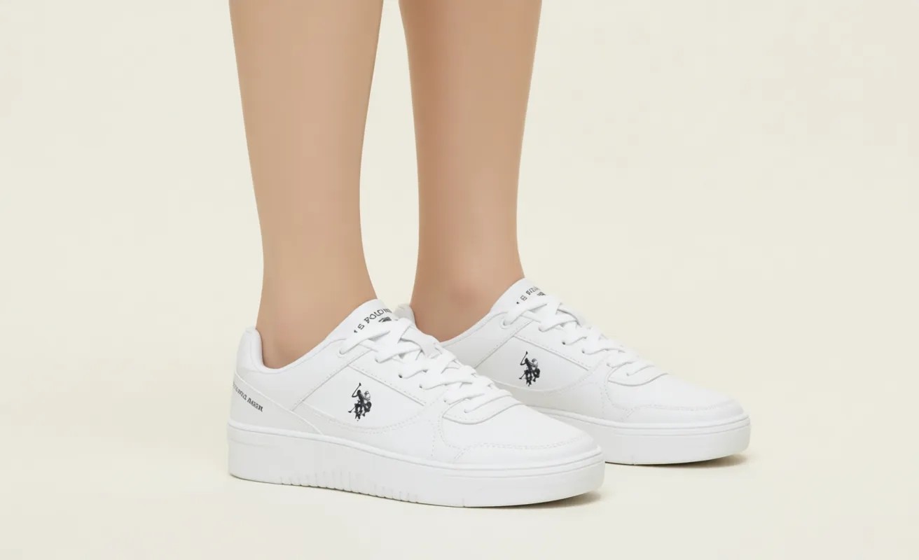 U.S. Polo Assn. Beyaz Kadın Sneaker 42 Düz Taban Deri Malzeme ile Şık Tasarım görsel 8
