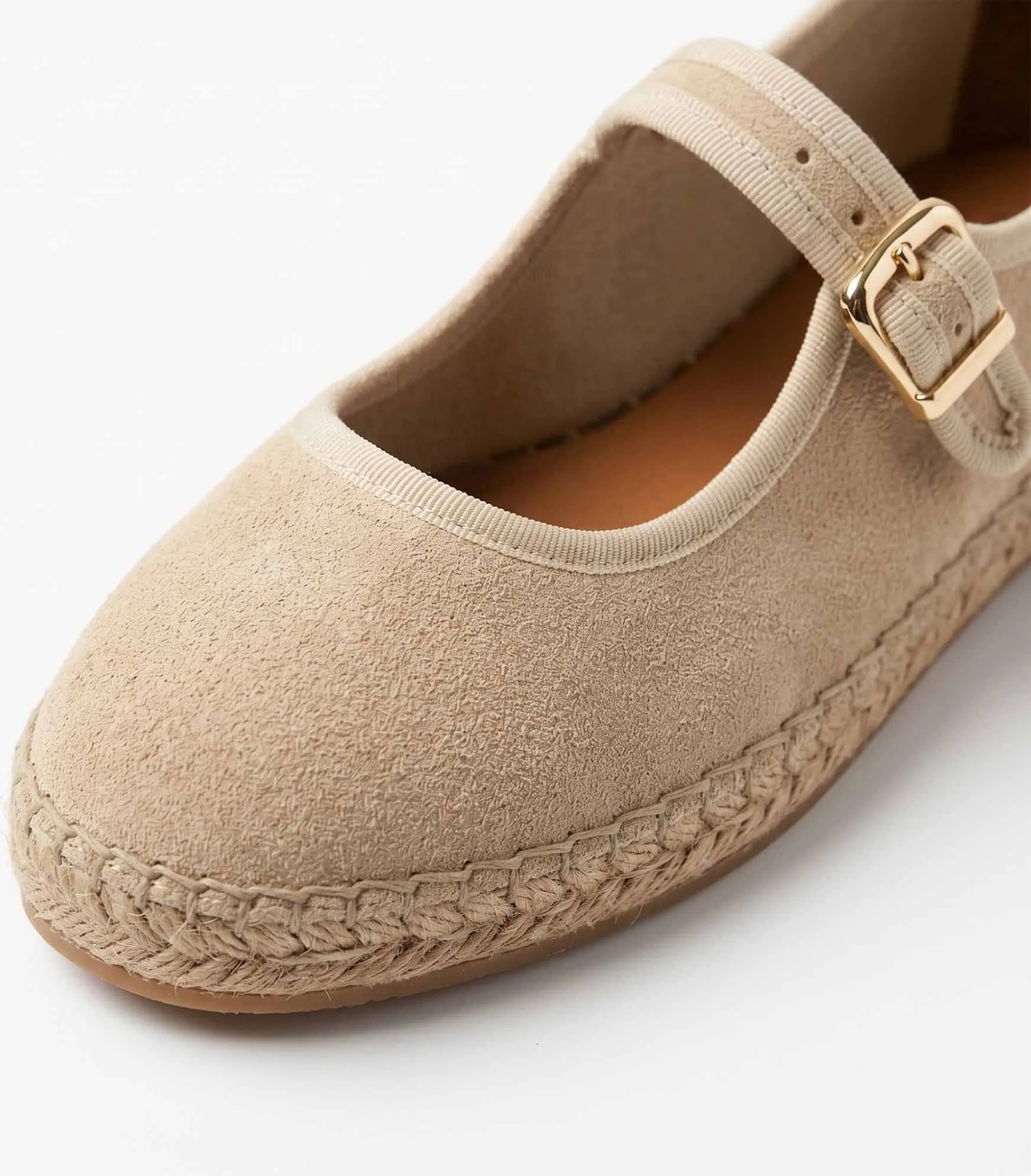 Siba Shoes Flat Süet Deri Bej Kadın Espadril görsel 5