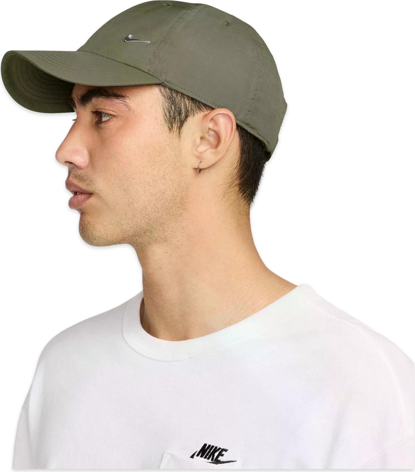 Nike FB5372 Dri-Fit Club Unstructured Metal Swoosh Cap Haki Unisex Şapka görsel 2