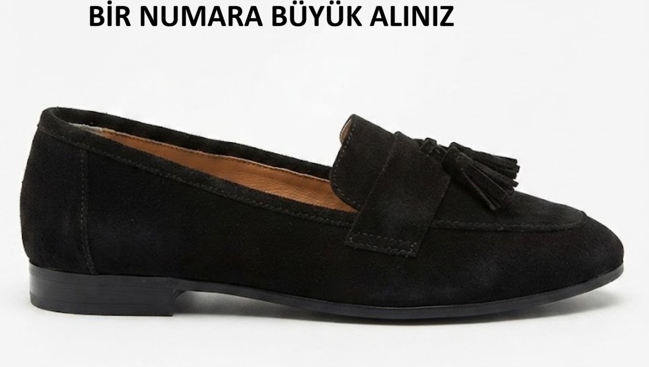 Noxmark Hakiki Deri Süet Püskül Detaylı Kadın Loafer Ayakkabı görsel 8