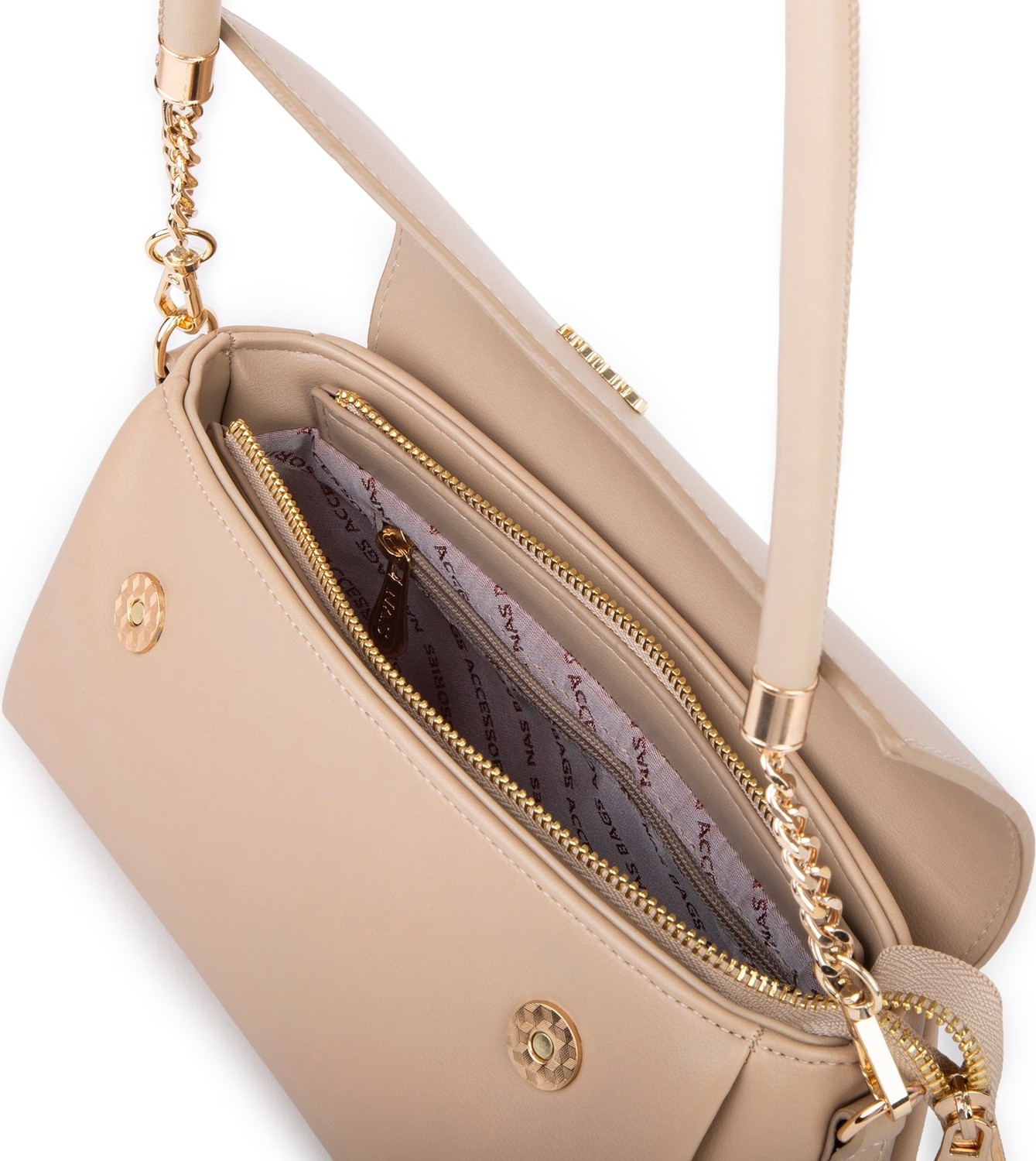 Nas Bag Kadın Sade Şık Omuz ve Çapraz Çanta (En 24 cm ;boy 12 cm ) Kum görsel 6