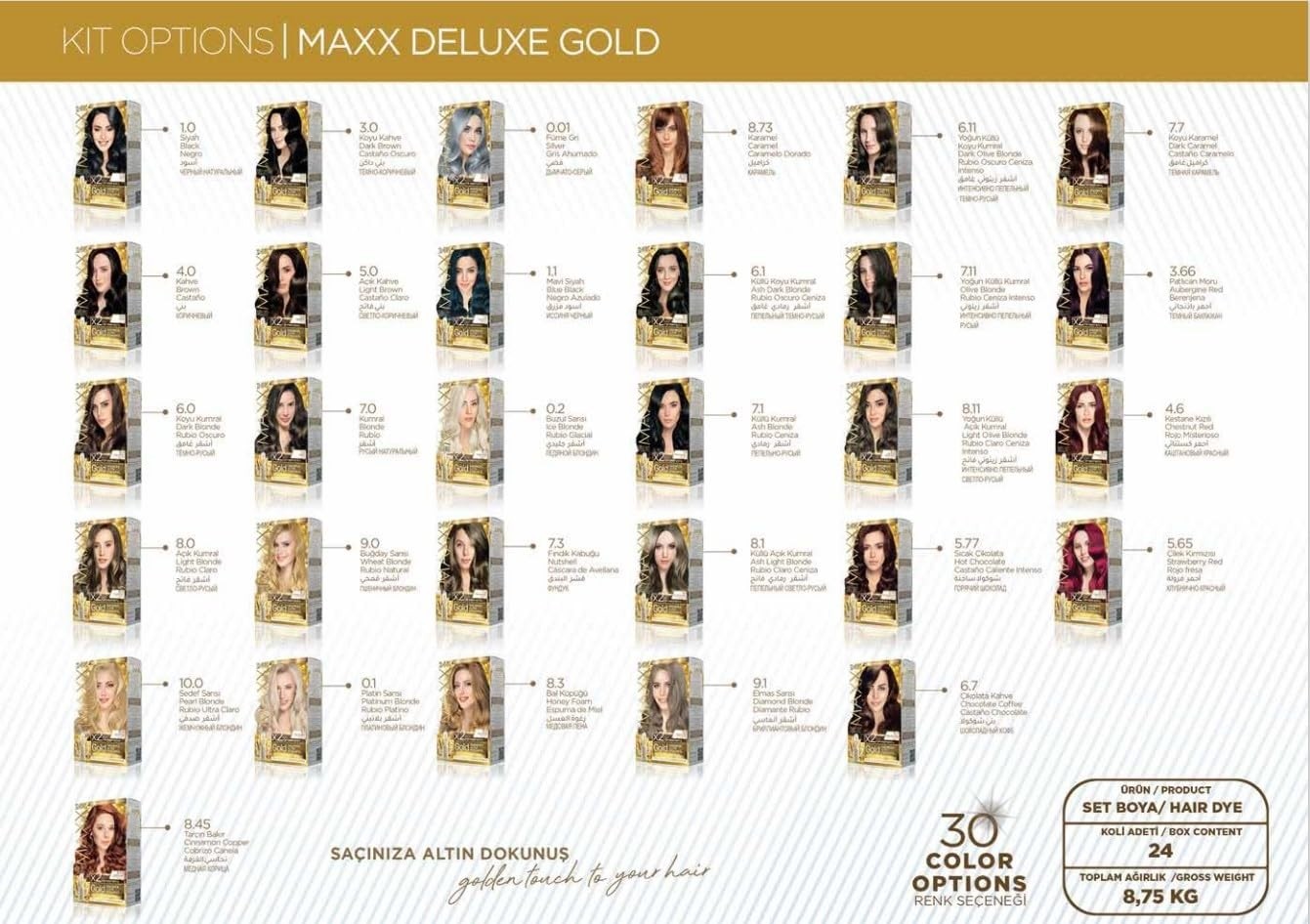 Esranın Dünyası Maxx Deluxe Gold Serisi 24K Altın Parçacıklı Serum ile 1 Kutu 2 x 50 ml ve Geliştiriciler Saç Boyası (Koyu Kahve 3.0) görsel 4