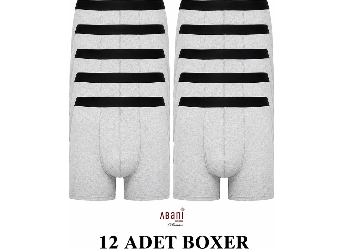 Abani Classic 12’lı Paket Erkek Boxer Külot Asker Iç Çamaşırı - Terletmeyen Nefes Alan Kumaş Haki görsel 2