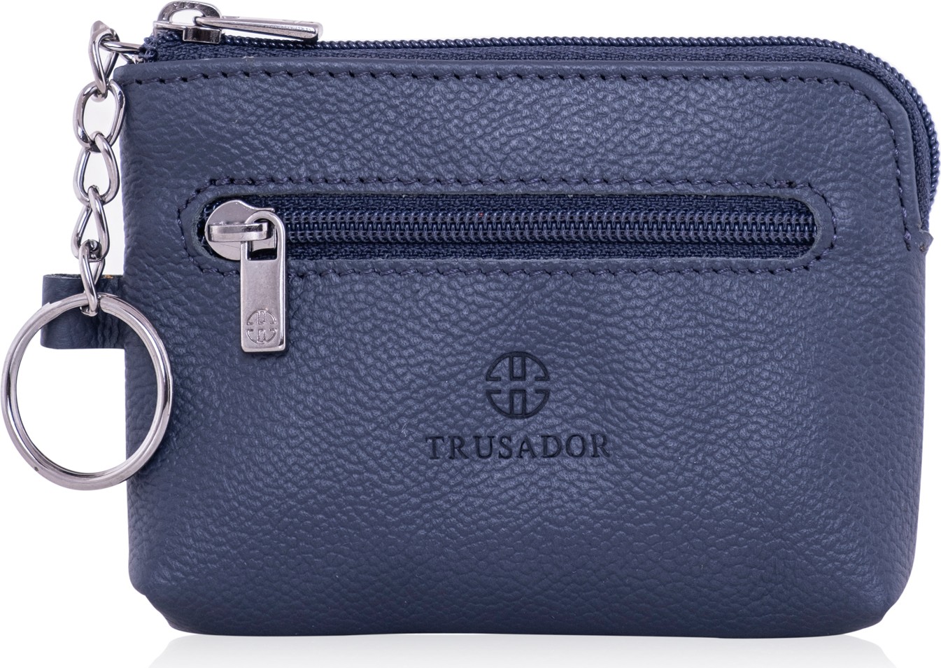 Trusador Milano Siyah Fermuarlı Mini Boy Kese Cüzdan Unisex Hakiki Deri Rfid Korumalı Erkek Kadın Anahtarlık Kartlık Bozuk Paralık Cüzdan Hediye