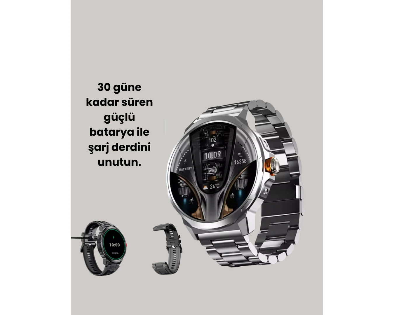 Resim Şık Metal Kasa ve Değiştirilebilir Kordonlarla SW80 Smartwotch 