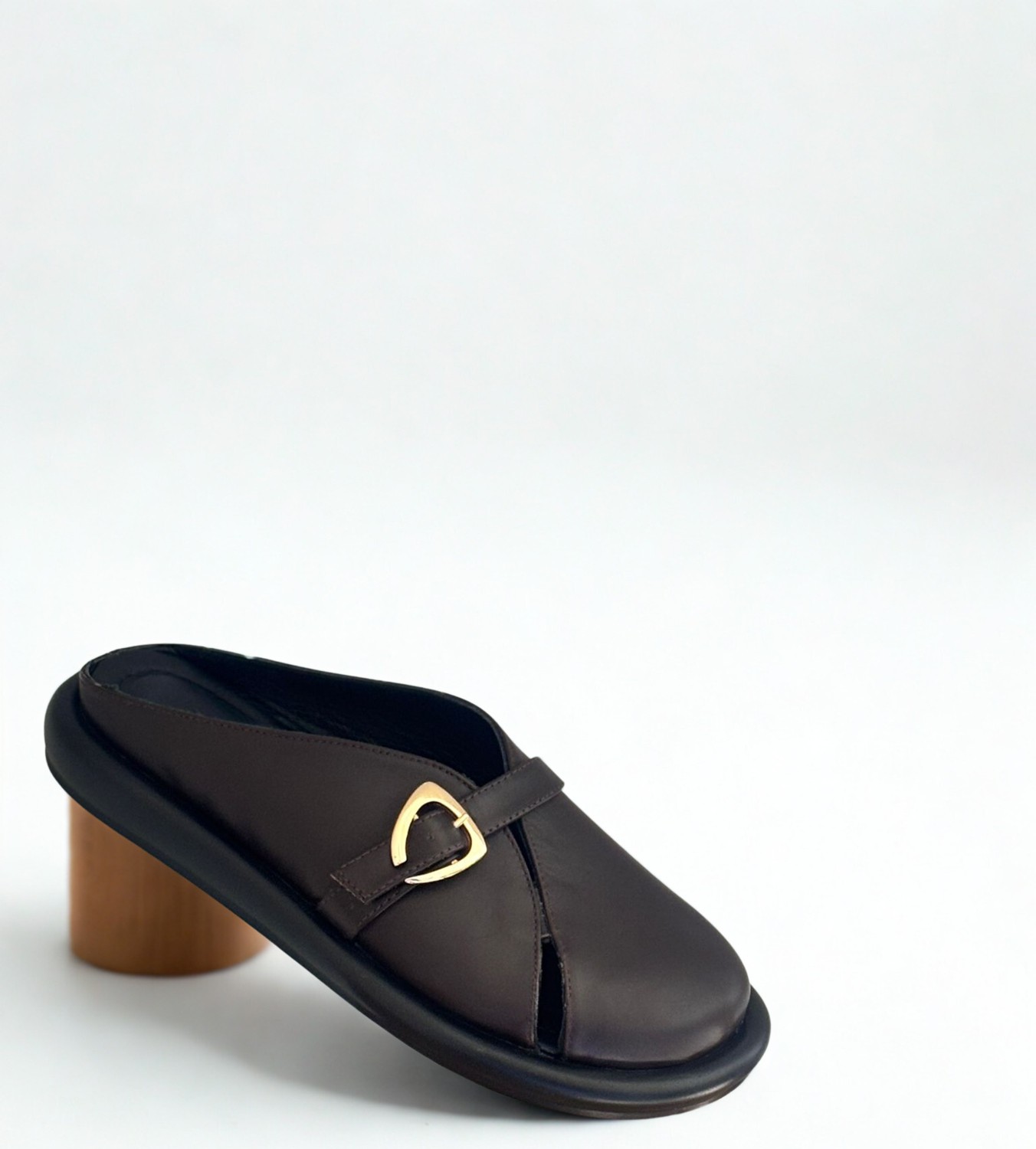 Ne&Ve Shoes Siyah Hakiki Deri Tokalı Kadın Günlük Rahat Sabo Terlik