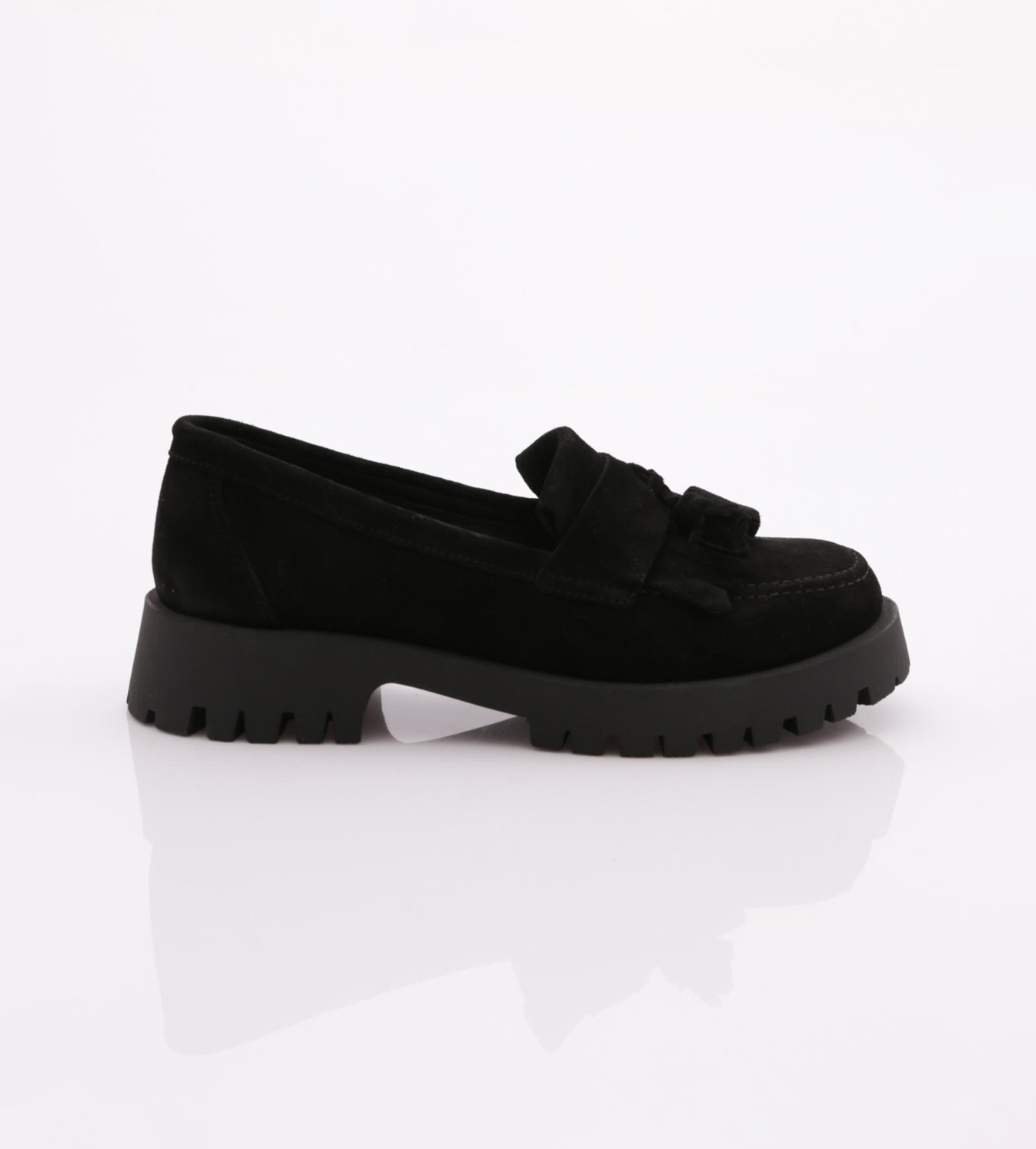 DGN 2840 Kadin Kalin Taban Püsküllü Loafer Ayakkabi
