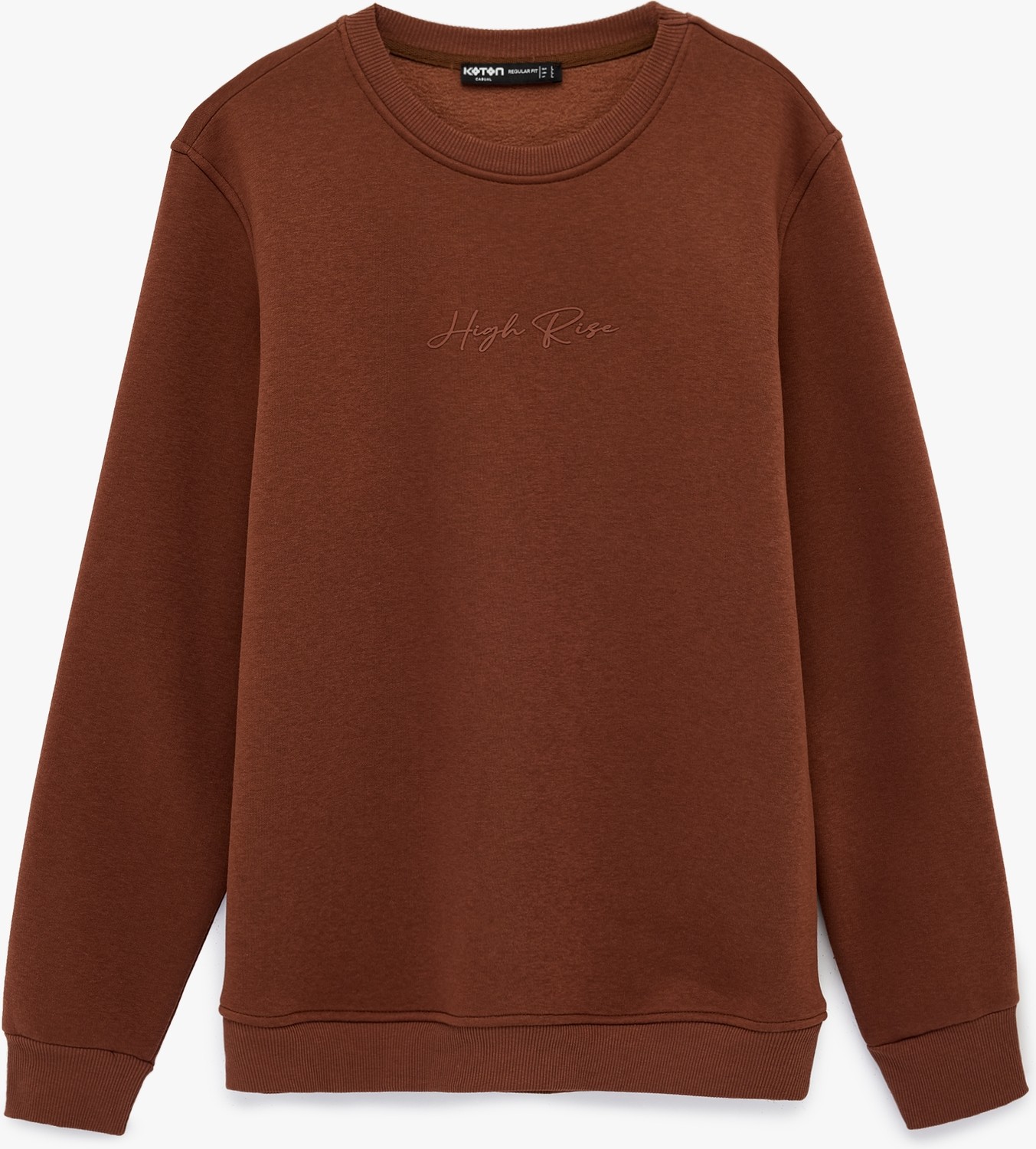 Koton Regular Fit Uzun Kollu Şardonlu Bisiklet Yaka Basic Baskılı Sweatshirt görsel 3